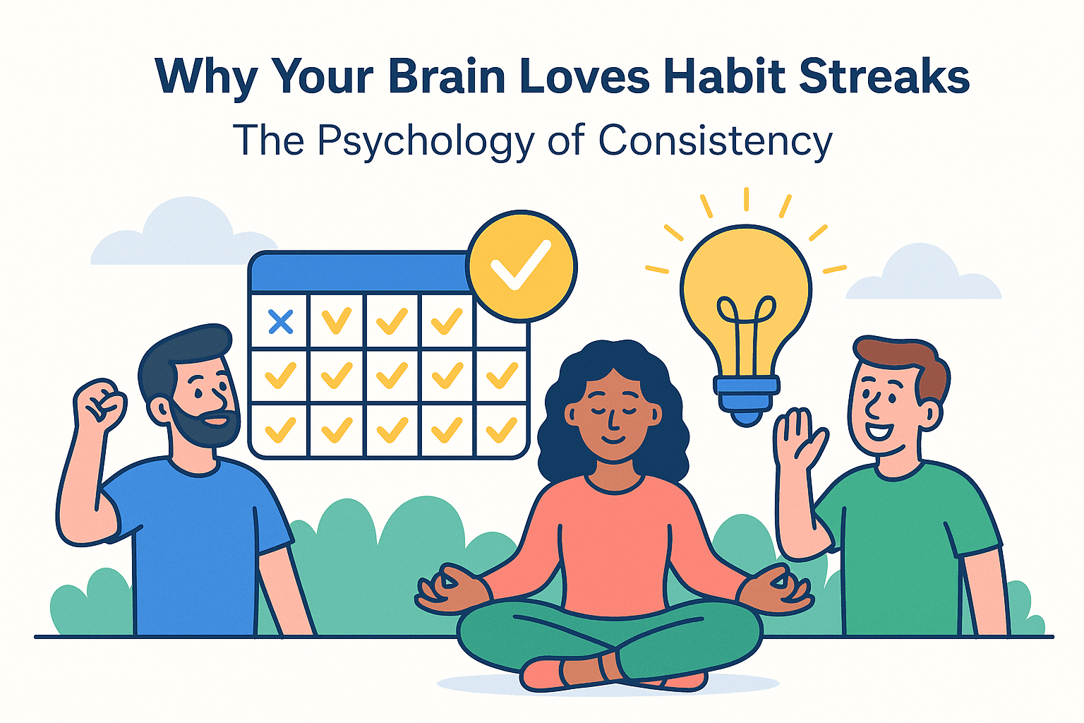 Illustration of a person building a habit streak